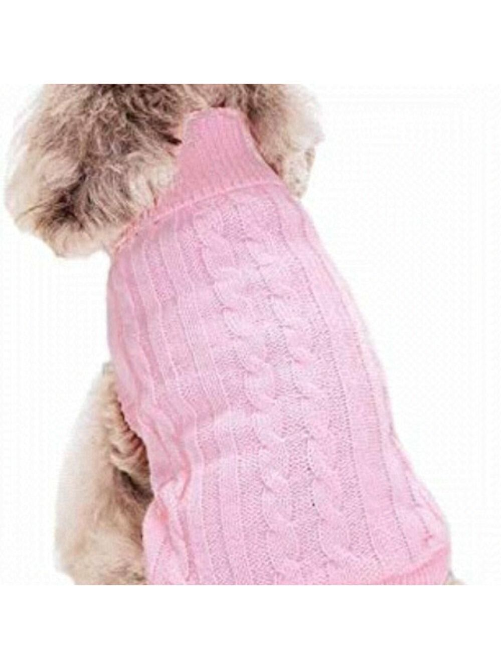 Fami Small Slip On Pink Straw Rope Knit Warm Winter Dog/Cat Sweater